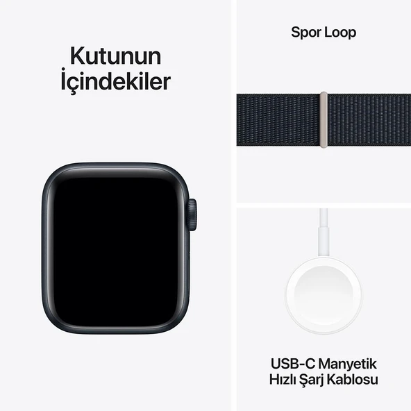 Apple Watch SE GPS 40mm Akıllı Saat Midnight Aluminium Case with Midnight Sport Loop - Resim 7