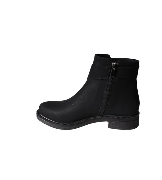 YAZKIŞ Kadın Siyah Mat Cilt Yanı Tokalı Düz Taban Bot - Resim 3