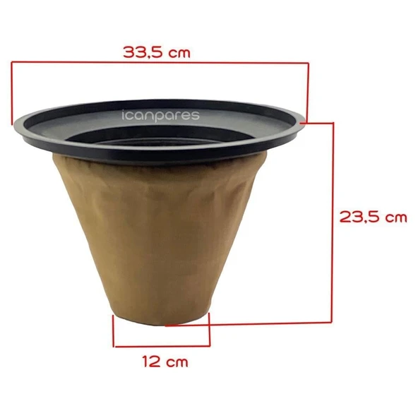 Sanayi Tipi Süpürge için Boşaltılabilir Kafesli Bez Torba 33,5cm - Resim 2