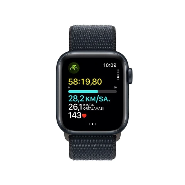 Apple Watch SE GPS 40mm Akıllı Saat Midnight Aluminium Case with Midnight Sport Loop - Resim 5