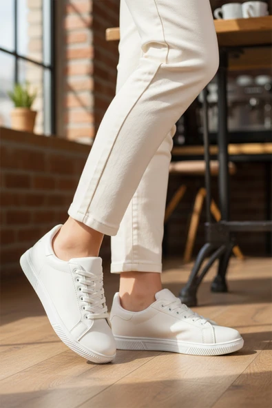 Aspor Beyaz Bağcıklı Erkek Spor Ayakkabı - Resim 3