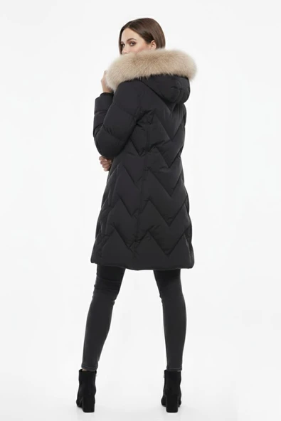 Kadın Spor Kapüşonlu İçi Peluş Mont  M5308 BGL-ST04893 - Resim 10