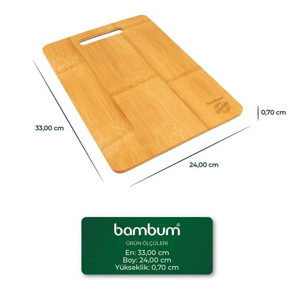 Bambum Plank Büyük Kesme ve Steak Tahtası Açık Kahverengi - Resim 3