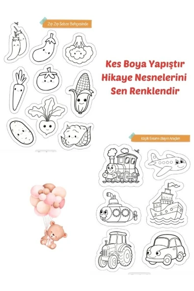 Kes Boya Yapıştır Hikayeyi Sen Renklendir - Tak - Kes Yapıştır Etkinlik Kitabı - Resim 6