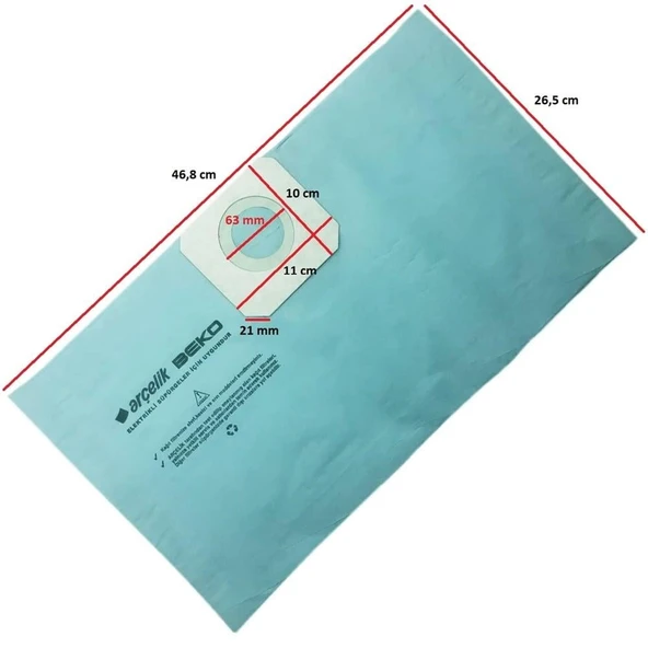 Arçelik İle Uyumlu Kağıt Mavi Büyük Toz Torbası 10 Adet - Resim 2