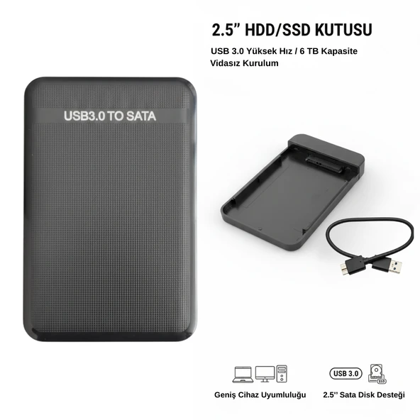 GABBLE 2.5 İnç Vidasız HDD SSD Kutusu USB 3.0 6 TB Destekli Harici Disk Çevirici ürün görseli 1