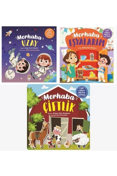 Merhaba Serisi Cırt Cırtlı Hikaye Kitapları 3'lü Set Merhaba Çiftlik - Eşyalarım - Uzay ürün görseli