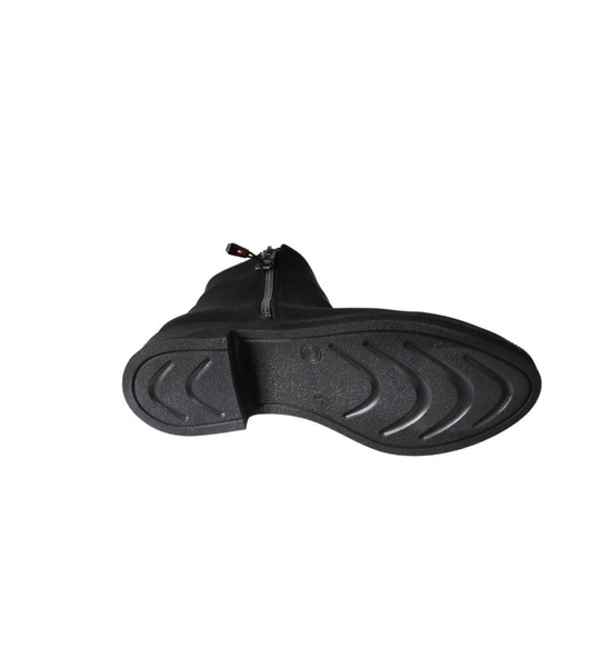 YAZKIŞ Kadın Siyah Mat Cilt 12cm Bilek Boyu Düz taban Yandan Fermuarlı  Bot - Resim 4