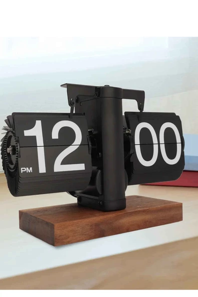 Vintage Flip Clock Mekanik Sayfa Çevirme Saat  Minimalist Retro Masa Saati, Ofis ve Ev Dekoratif Saat - Resim 3