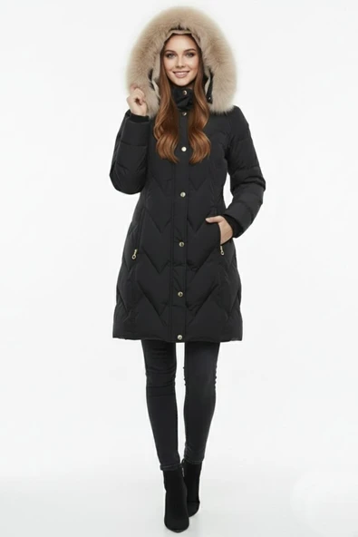 Kadın Spor Kapüşonlu İçi Peluş Mont  M5308 BGL-ST04893 - Resim 12