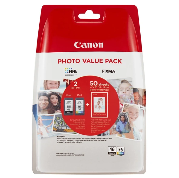 CANON PG-46-CL56 2Lİ KARTUŞ + 50 ADET FOTOĞRAF KAĞIDI ürün görseli 1