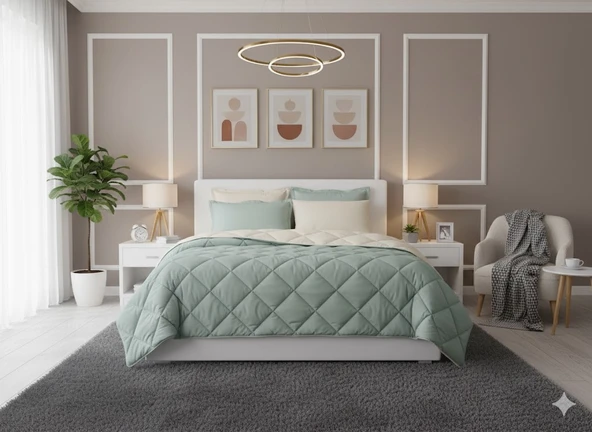 ÇİFT KİŞİLİK RANFORCE YORGAN LİYA 03 MİNT ürün görseli 1