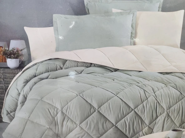 ÇİFT KİŞİLİK RANFORCE YORGAN LİYA 03 MİNT - Resim 2