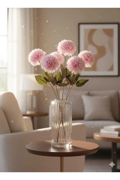 1 adet pembe krizantem 40 cm 7 dallı dv vazo dekor ÖĞRETMENLER GÜNÜ ürün görseli