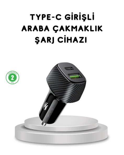 38W Araç Şarj Cihazı Type-C PD USB Hızlı Şarj Çift Port ürün görseli