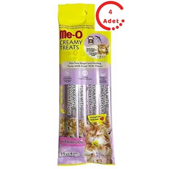 Me-O Creamy Treats Kitten Ton Balığı ve Kedi Sütlü Yavru Kedi Ödülü 4x15gr x 4 Adet ürün görseli 1