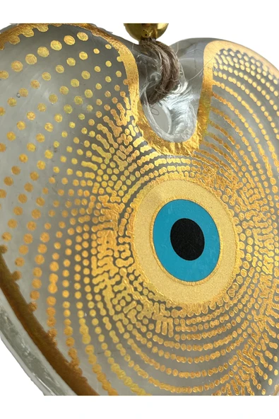 Kalp Nazar Boncuğu Duvar Süsü – Büyük Boy - Altın Detaylı - Ev & Ofis Dekor – Zarif Özel Hediye - Resim 3