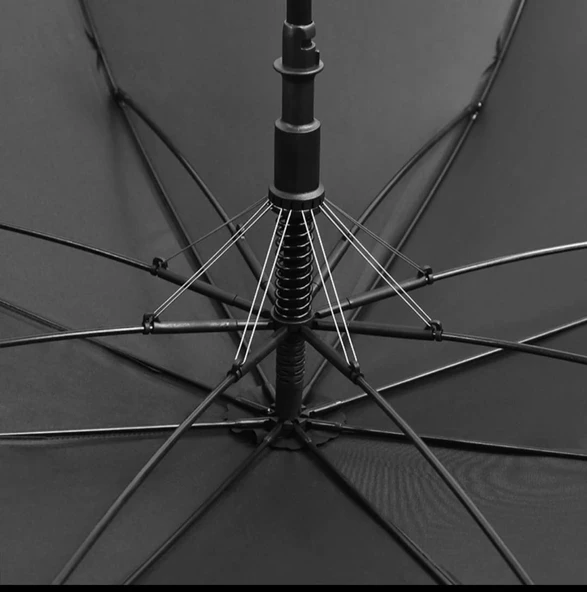 Otomatik Fiber Fiber Gövdeli Lüx Erkek Baston Şemsiye - Resim 7