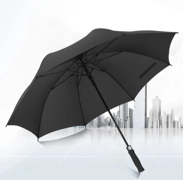 Otomatik Fiber Fiber Gövdeli Lüx Erkek Baston Şemsiye - Resim 3