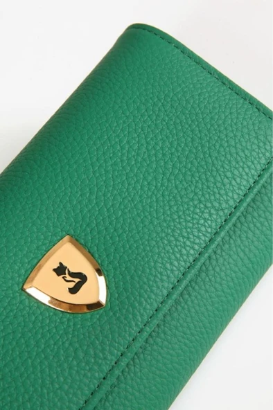 Alya Hakiki Deri Gold Detaylı Kadın Kartlık ve Cüzdan - Resim 3