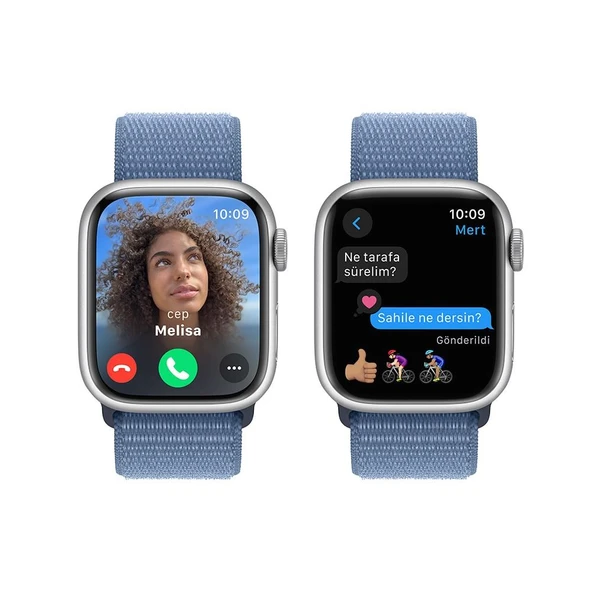 Apple Watch Series 9 GPS 41mm Akıllı Saat Silver with Winter Blue Sport Loop (Teşhiri Ürünüdür) - Resim 3