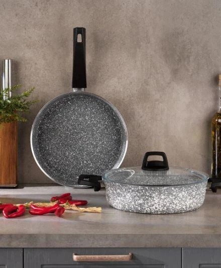 Schafer Eternal 2'li Set Basık Tencere 26 cm + Tava 26 cm Gri ürün görseli
