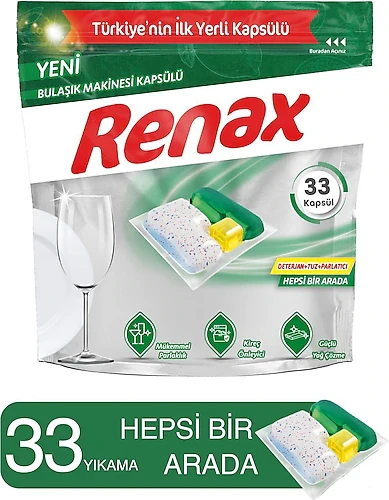 Renax Bulaşık Makinesi Kapsülü Hepsi Bir Arada 33'lü ürün görseli