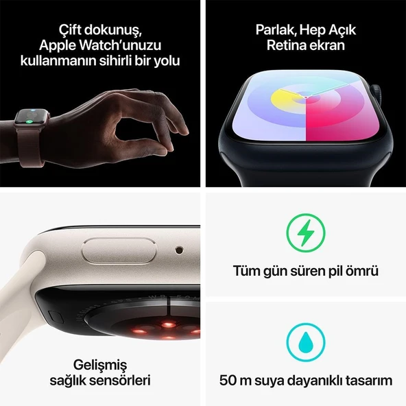 Apple Watch Series 9 GPS 41mm Akıllı Saat Silver with Winter Blue Sport Loop (Teşhiri Ürünüdür) - Resim 5