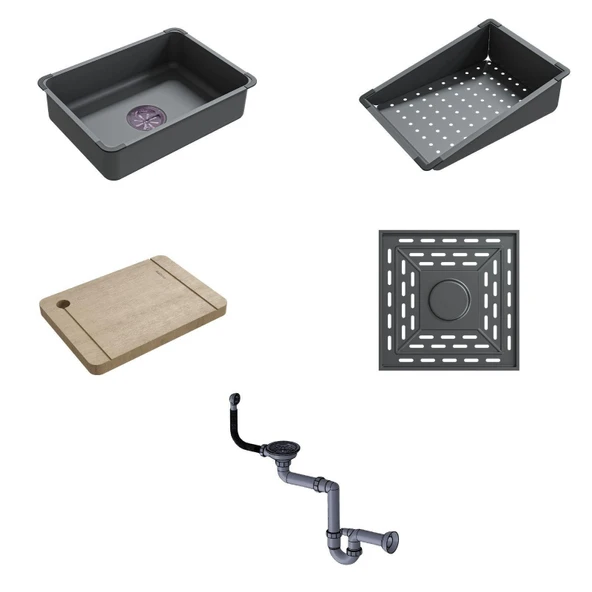 Real Stone Victoria Granit Akıllı Eviye Seti Cappucino 75.5X47 cm - Resim 2