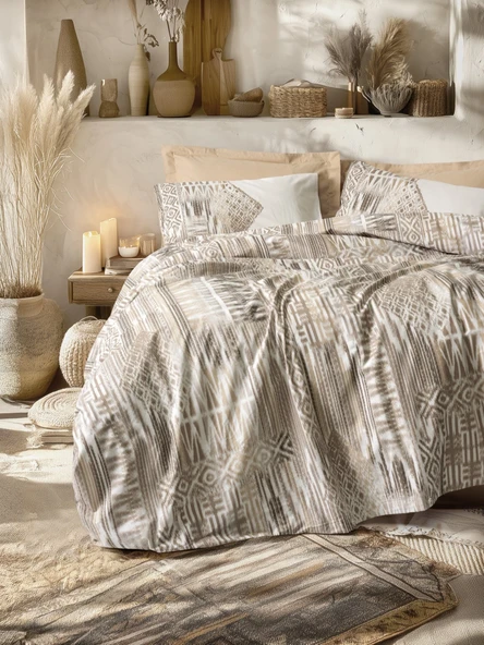 Cotton Box  Ethnic Tek Kişilik Nevresim Takımı Amara Karamel ürün görseli