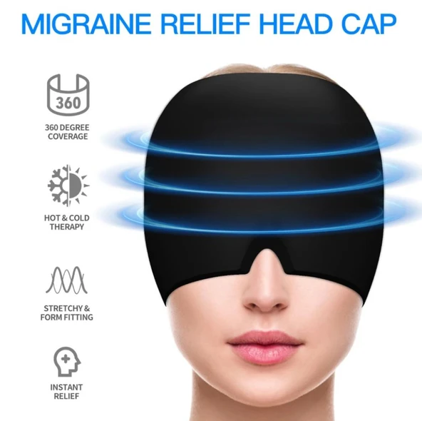 Migren Soğuk-Sıcak Kompres Maske  Baş Ağrısı ve Stres Gidermeye yardımcı Jel Maske ürün görseli 1