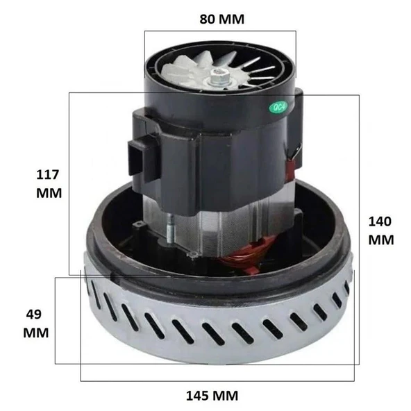 Elektrikli Süpürge Motoru SRV50 Tırnaklı Düz Taban 1400 W - Resim 2