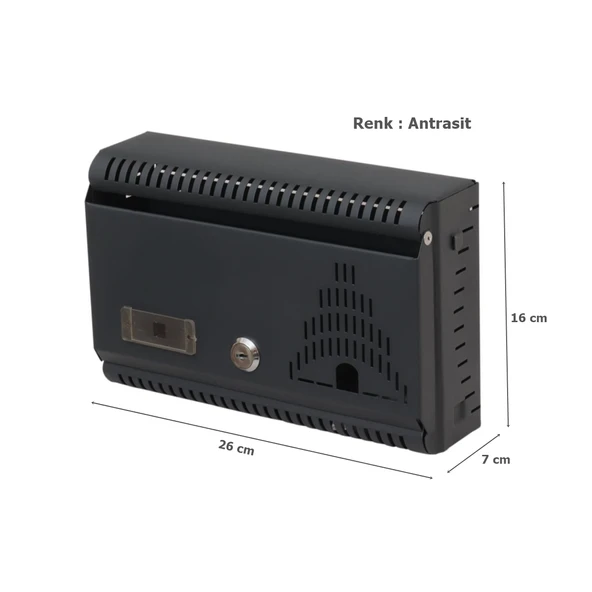 Akşan Metal Yatay İlan Posta Kutusu Antrasit - Resim 2