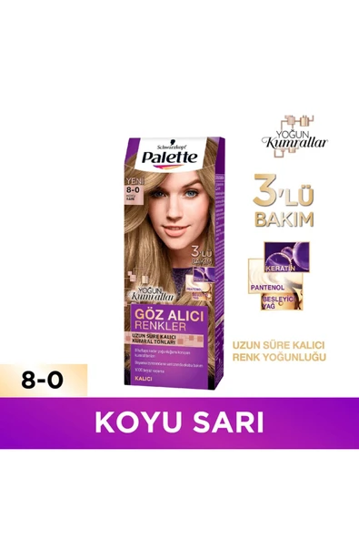 KOYU SARI GÖZ ALICI RENKLER SAÇ BOYASI 8-0 ürün görseli 1