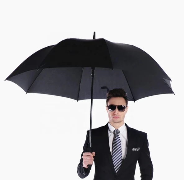 Otomatik Fiber Fiber Gövdeli Lüx Erkek Baston Şemsiye - Resim 2