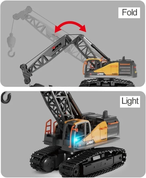 Uzaktan Kumandalı 40 MHz Tam Fonksiyonlu Rc İş Araçı Kule Vinç Led Işıklı ve Hareketli - Resim 4
