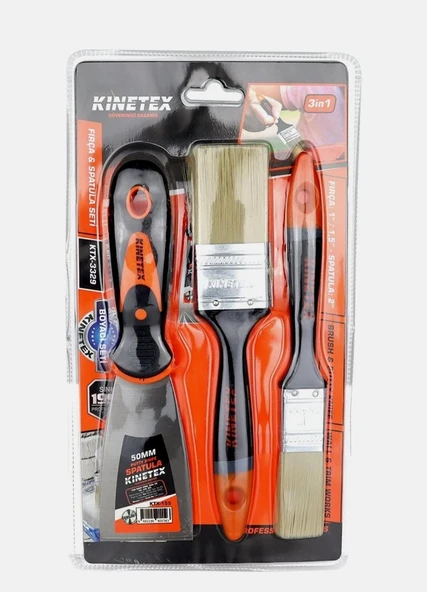 3'lü Boyacı Seti 2 Fırça ve Spatula Seti- Boya Badana Seti ürün görseli 1