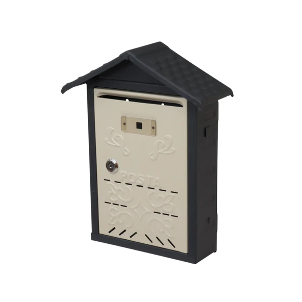 Akşan Metal Çatılı İlan Posta Kutusu Dış Mekan Krem-Antrasit ürün görseli 1