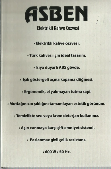 Asben ÇELİK AS-209 Elektrikli cezve kahve makinesi - Resim 2