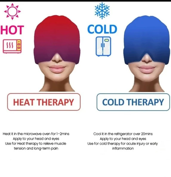 Migren Soğuk-Sıcak Kompres Maske  Baş Ağrısı ve Stres Gidermeye yardımcı Jel Maske - Resim 2