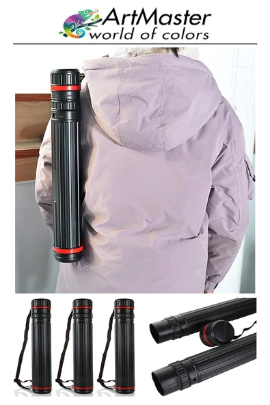 Proje Tüpü Dar 1 Adet 35x50 cm Resim Kağıdı 25 Adet Bazuka Proje Tüpü Silindir ve Resim Kağıdı Seti - Resim 4