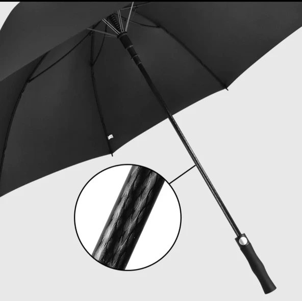 Otomatik Fiber Fiber Gövdeli Lüx Erkek Baston Şemsiye - Resim 5