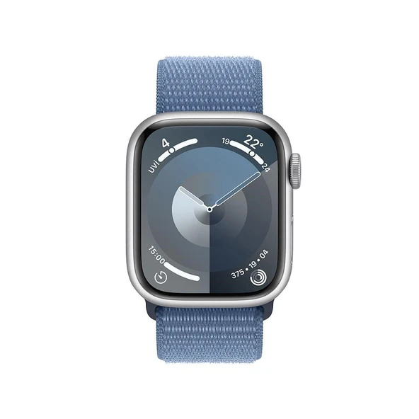 Apple Watch Series 9 GPS 41mm Akıllı Saat Silver with Winter Blue Sport Loop (Teşhiri Ürünüdür) ürün görseli