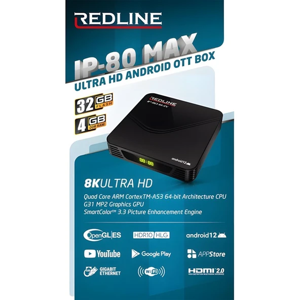 Redline IP-80 Max 32 GB 8K Android TV Box - Resim 2