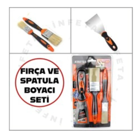 3'lü Boyacı Seti 2 Fırça ve Spatula Seti- Boya Badana Seti - Resim 2