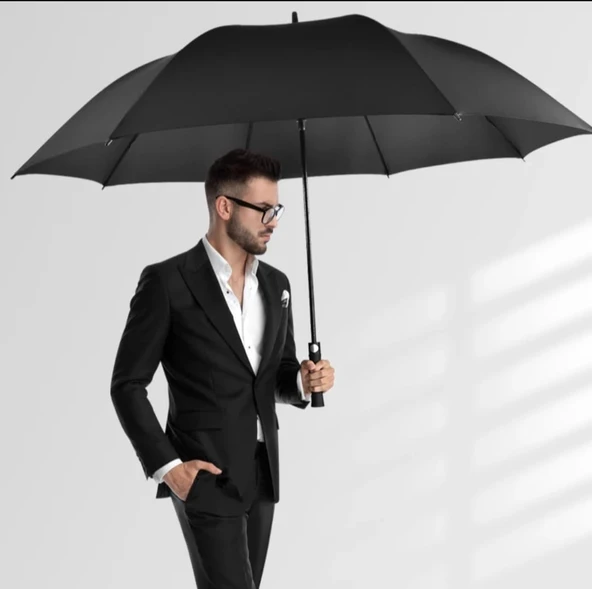 Otomatik Fiber Fiber Gövdeli Lüx Erkek Baston Şemsiye ürün görseli