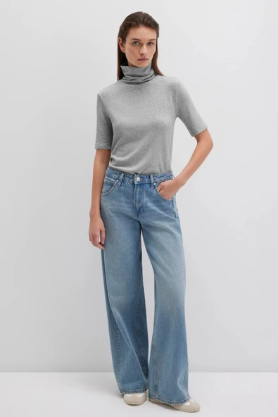 Mavi M1613613 Kısa Kollu Kazak Balıkçı Yaka T-Shirt Kadın Tişört - Resim 4