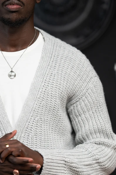 Oversize Crop Model V Yaka Düğme Kapamalı Örgü Hırka - Resim 5