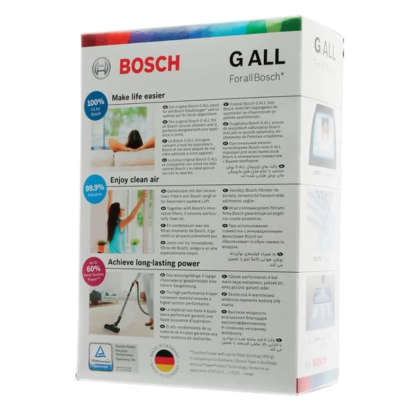 Bosch İle Uyumlu GL BBS BSA BSGLSphera Typ G 3A330C Elektrikli Süpürge G ALL Kutulu 4 Adet Toz Torbası - Resim 3