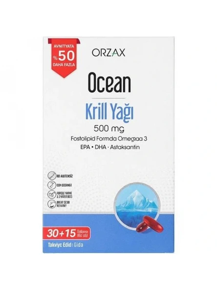 Ocean Krill Oil 500 mg 45 Kapsül - %50 Daha Fazla ürün görseli